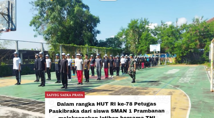 PASKIBRAKA SMA N 1 PRAMBANAN DALAM RANGKA HUT RI KE 78  TINGKAT KECAMATAN PRAMBANAN