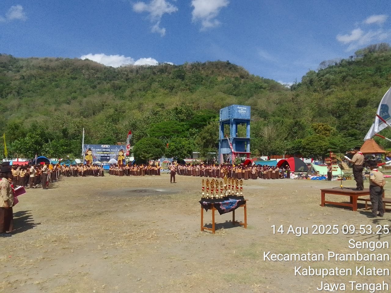 Camat Prambanan hadiri penutupan jambore ranting II  tahun 2025 tingkat kecamatan Prambanan di lapangan lindhu Gedhe desa sengon kecamatan Prambanan 