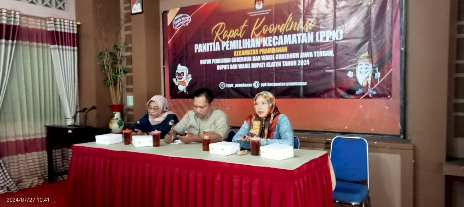 RAKOR PEMUTAKHIRAN DATA PEMILIH UNTUK PEMILIHAN SERENTAK TAHUN 2024 SELESAI DI GELAR OLEH PPK KECAMATAN PRAMBANAN